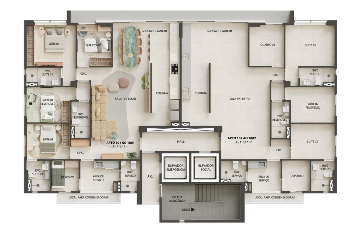 Apartamento 4 Quartos em Boa Viagem D’Azur
