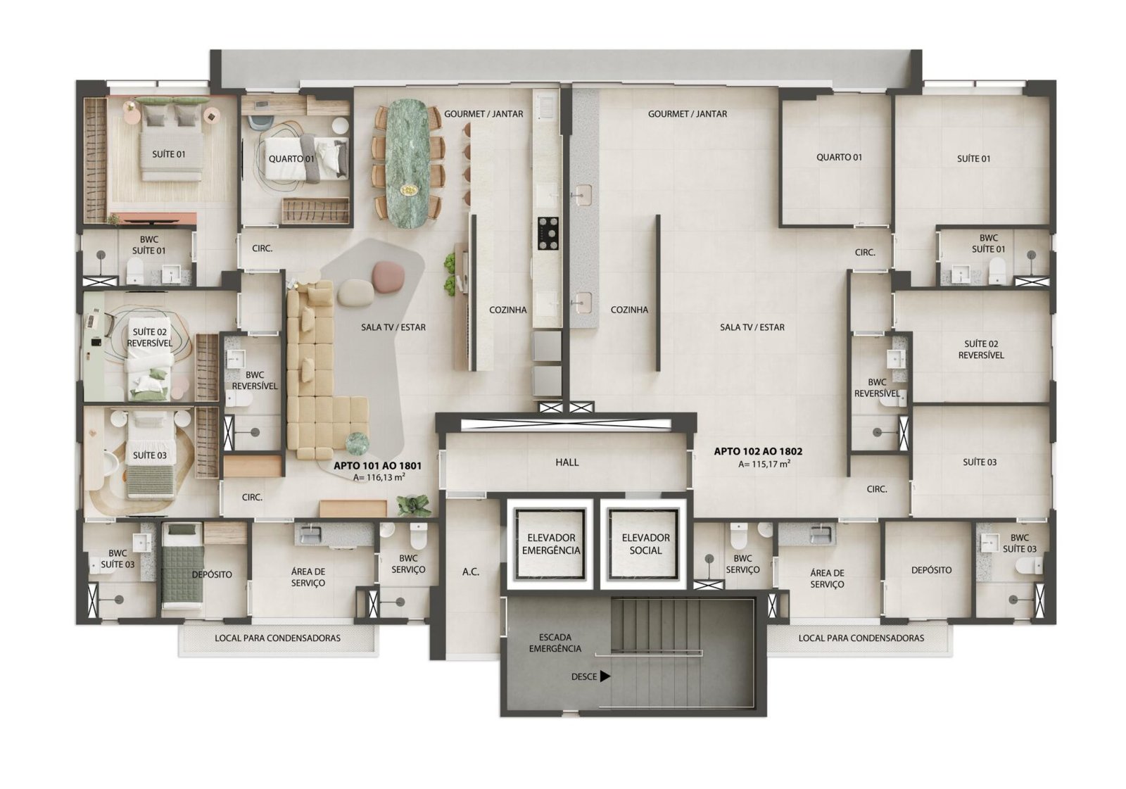 Apartamento 4 Quartos em Boa Viagem D’Azur
