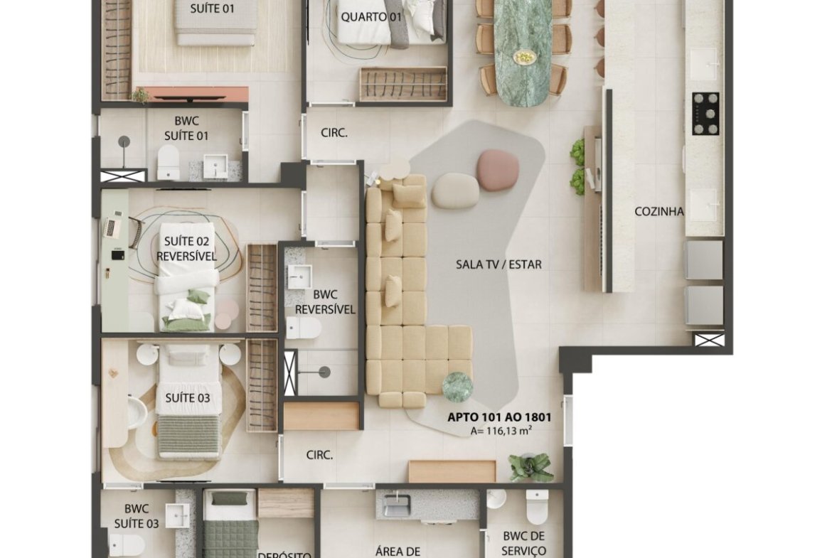 Apartamento 4 Quartos em Boa Viagem D’Azur