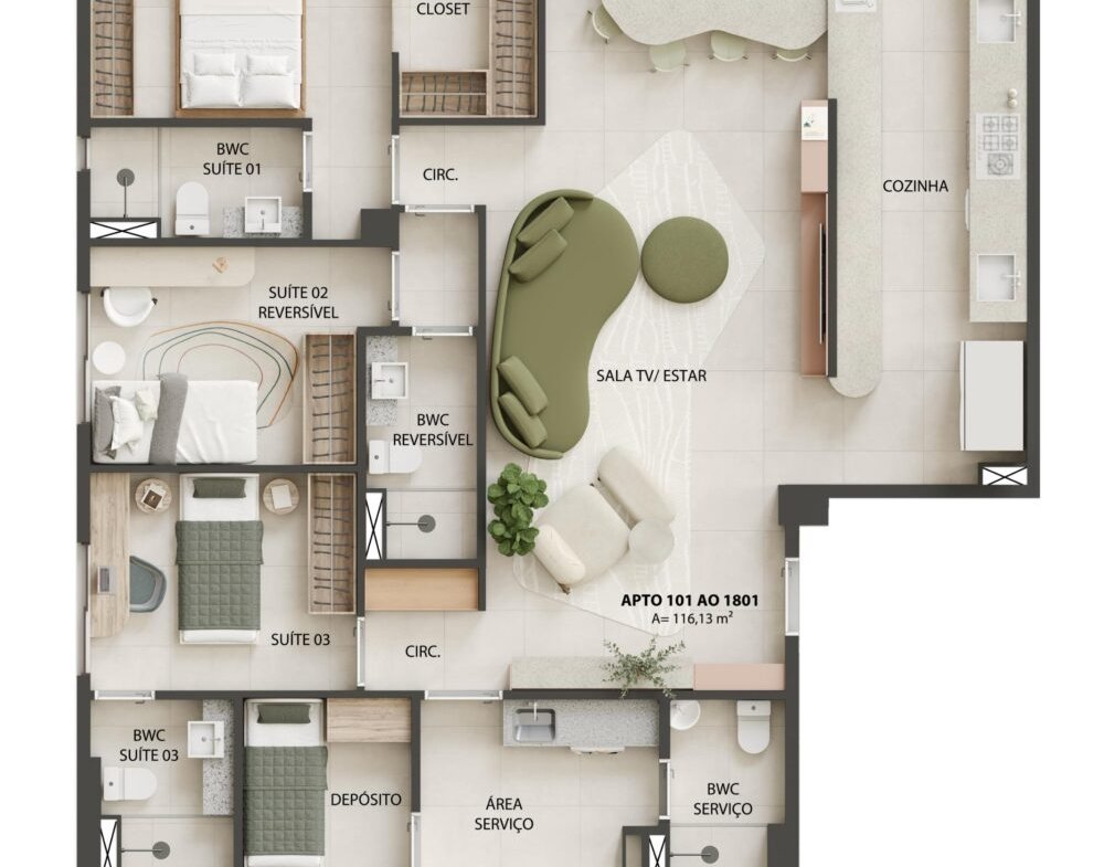 Apartamento 4 Quartos em Boa Viagem D’Azur