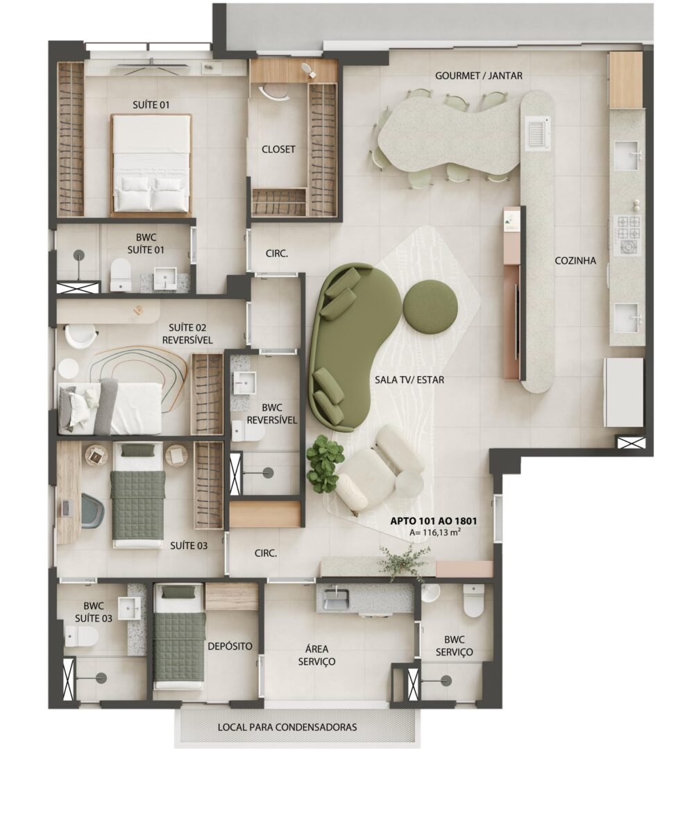 Apartamento 4 Quartos em Boa Viagem D’Azur